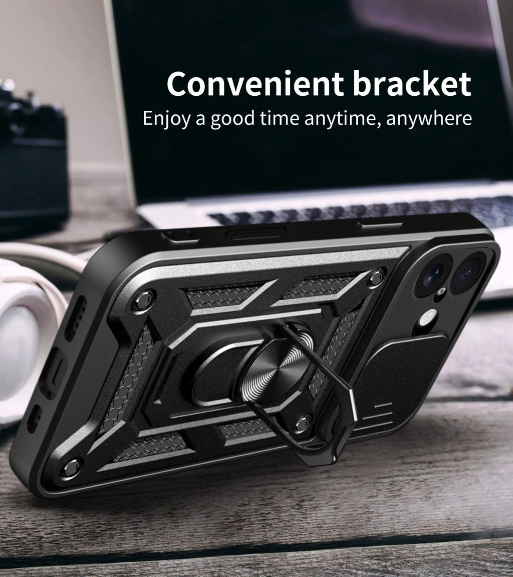 iPhone 17 Tough Case Shockproof Kickstand Cover BLACK