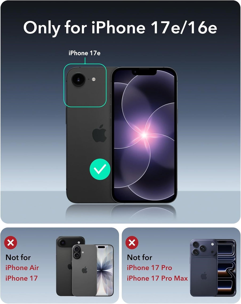 iPhone 17e Wallet Case Shockproof Full Body Protective Card Cover BLACK