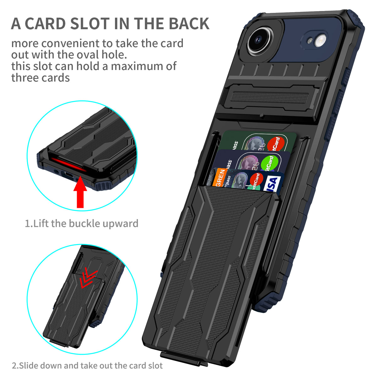 iPhone Air Heavy Duty Kickstand Case Shockproof Card Holder BLUE