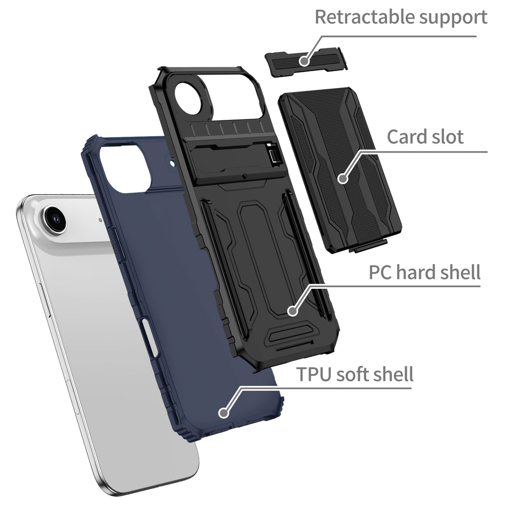 iPhone Air Heavy Duty Kickstand Case Shockproof Card Holder BLUE