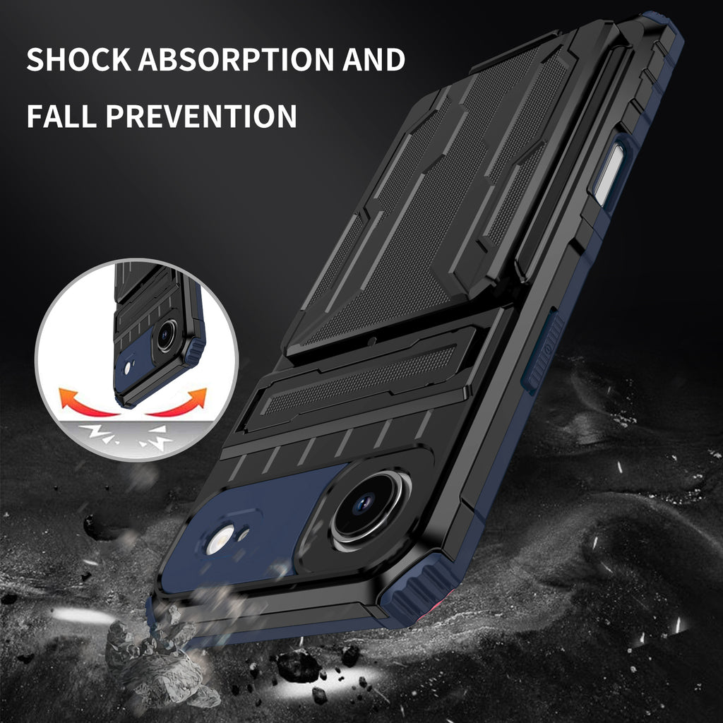 iPhone Air Heavy Duty Kickstand Case Shockproof Card Holder BLUE