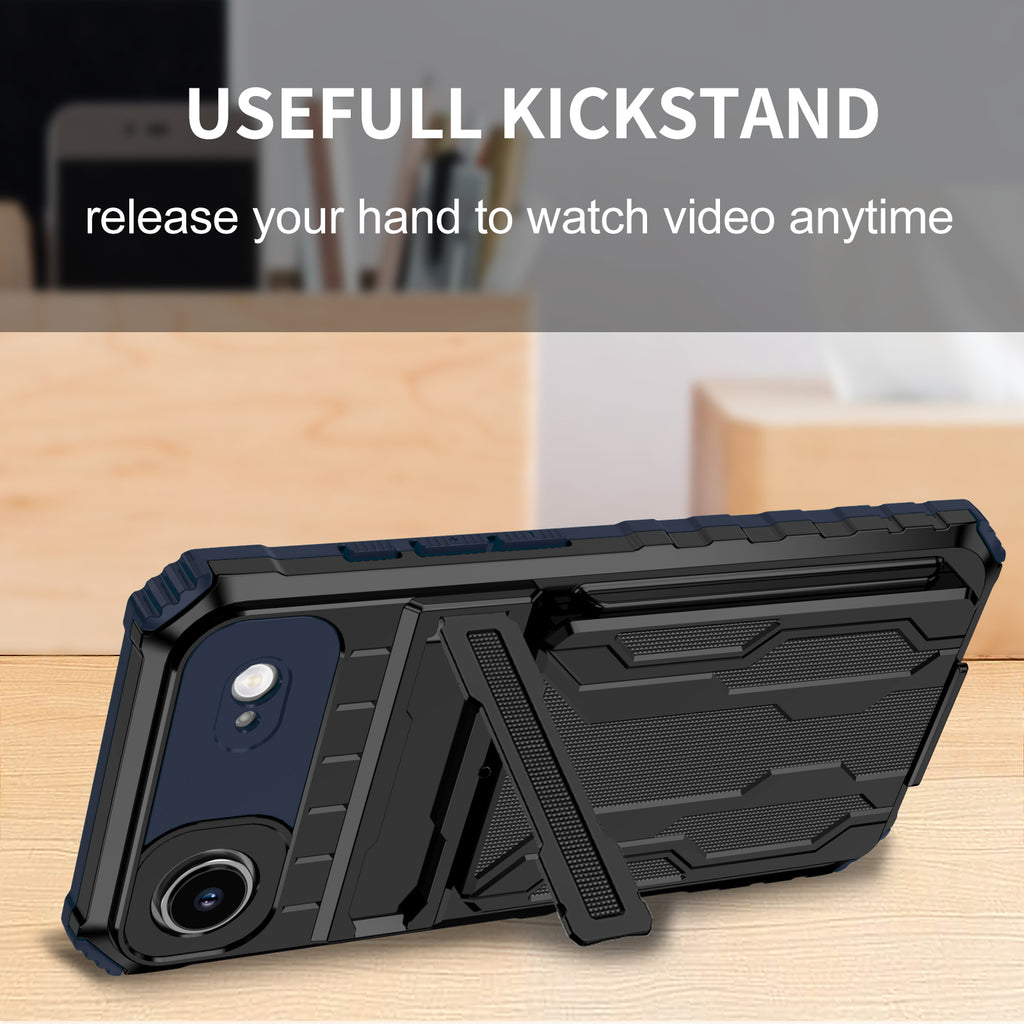 iPhone Air Heavy Duty Kickstand Case Shockproof Card Holder BLUE