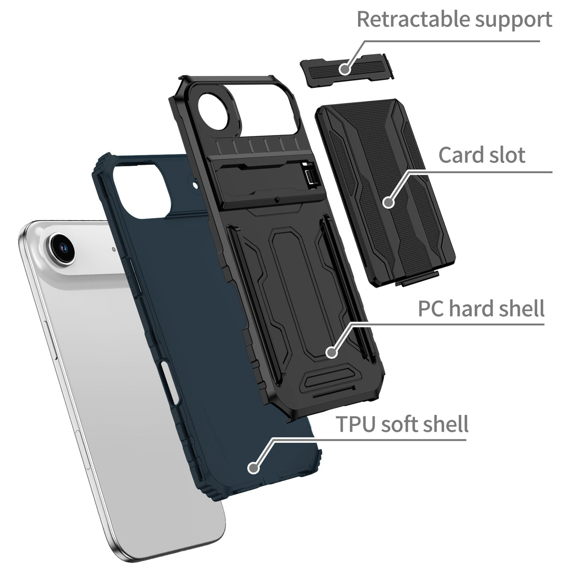 iPhone Air Heavy Duty Kickstand Case Shockproof Card Holder GREEN