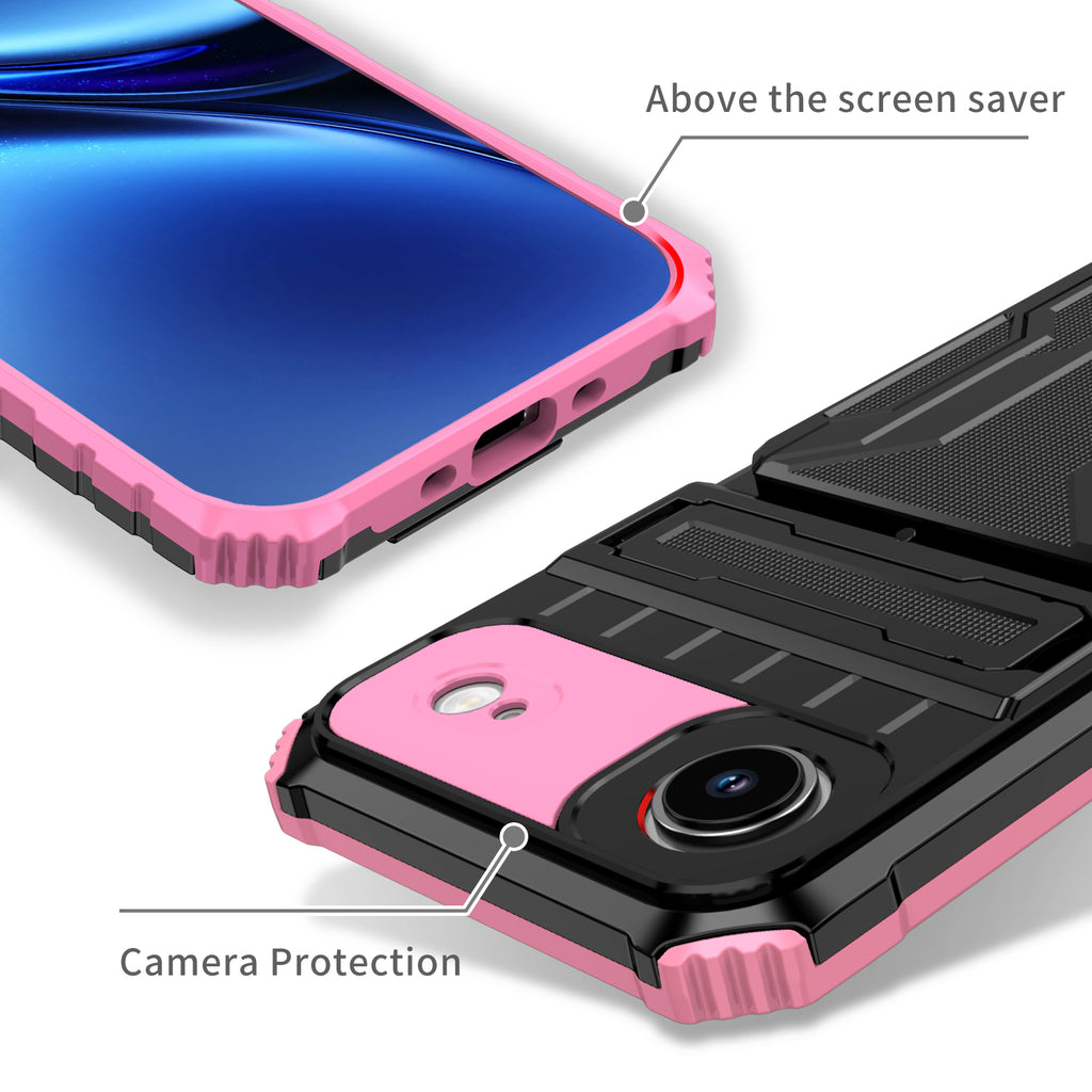 iPhone Air Heavy Duty Kickstand Case Shockproof Card Holder PINK