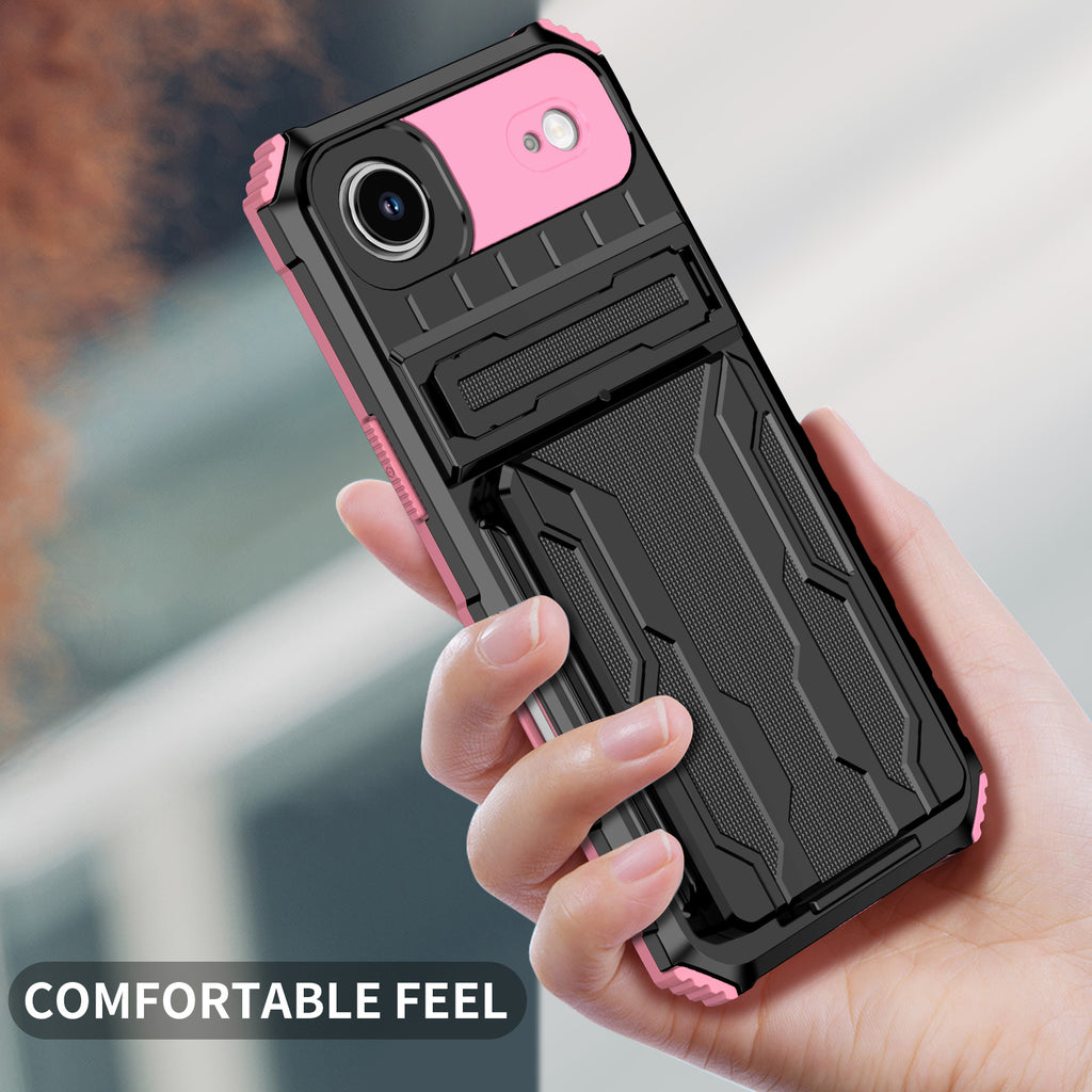 iPhone Air Heavy Duty Kickstand Case Shockproof Card Holder PINK