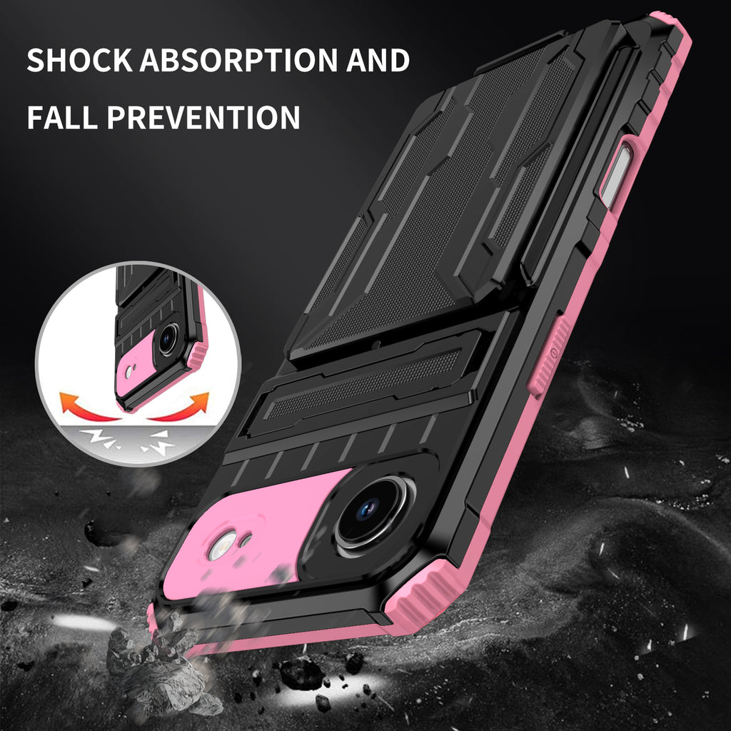 iPhone Air Heavy Duty Kickstand Case Shockproof Card Holder PINK