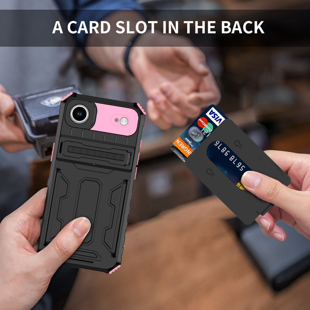 iPhone Air Heavy Duty Kickstand Case Shockproof Card Holder PINK