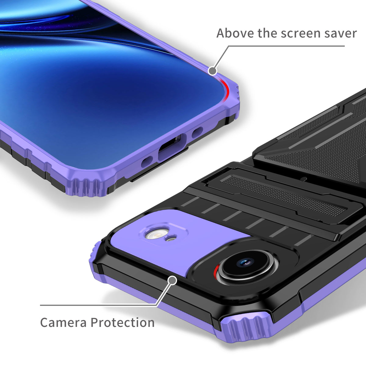 iPhone Air Heavy Duty Kickstand Case Shockproof Card Holder PURPLE