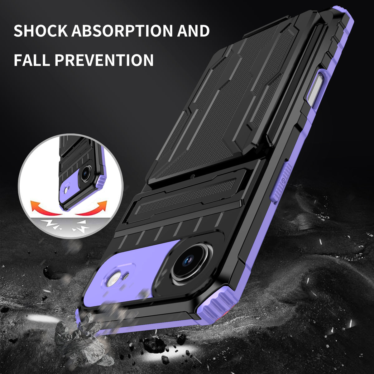 iPhone Air Heavy Duty Kickstand Case Shockproof Card Holder PURPLE