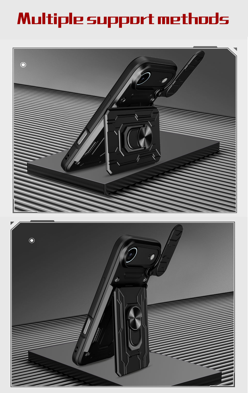 iPhone Air Rugged Shockproof Case Kickstand Card Cover BLACK