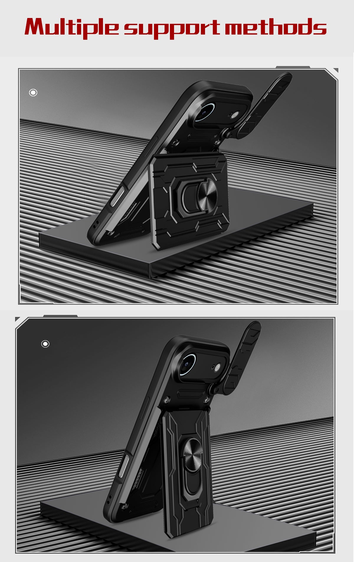 iPhone Air Rugged Shockproof Case Kickstand Card Cover BLACK