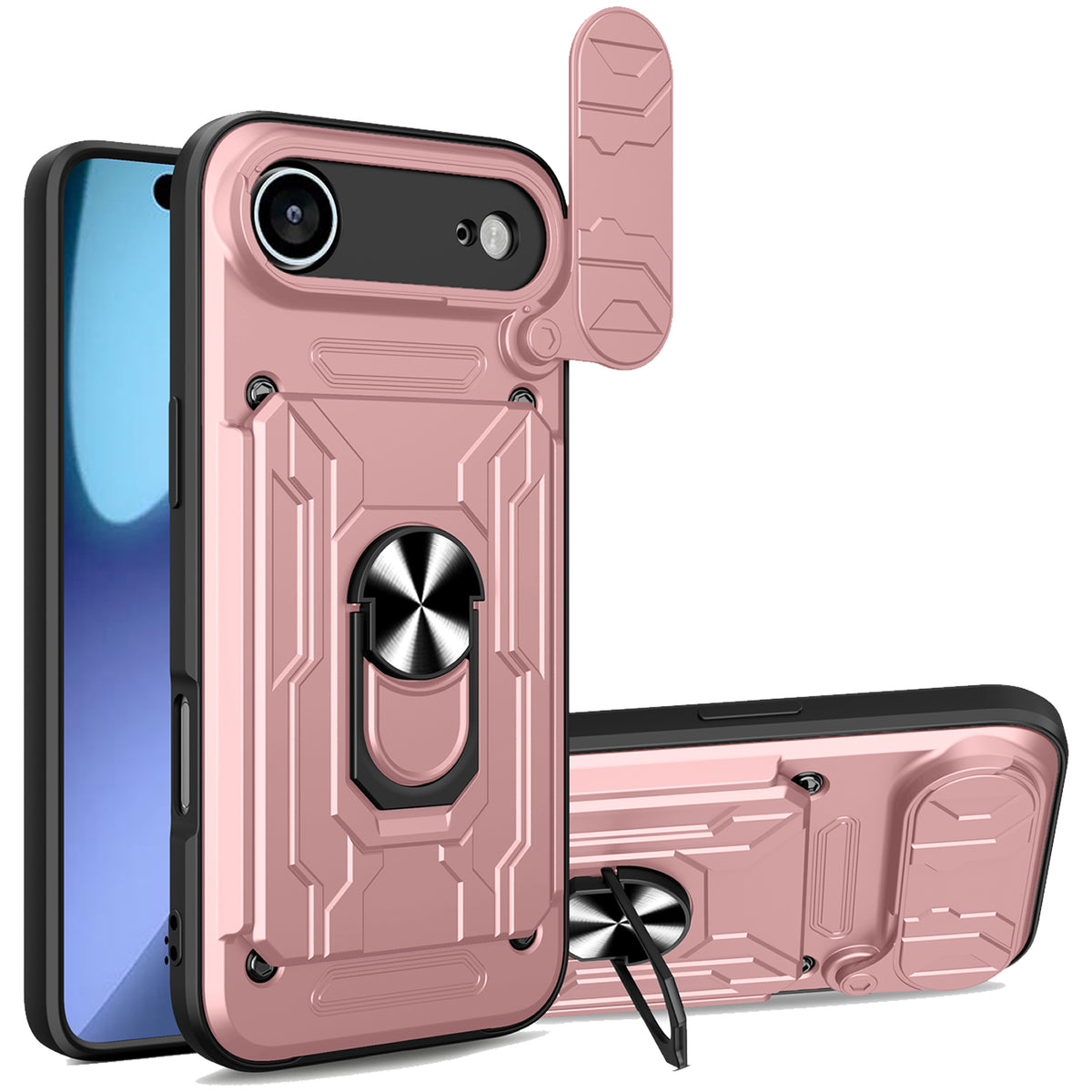 iPhone Air Rugged Shockproof Case Kickstand Card Cover PINK