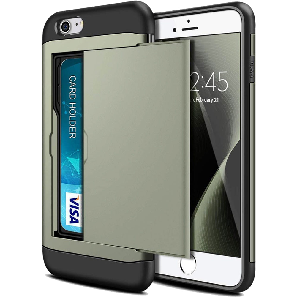 iPhone 8 Shockproof Wallet Case Card Cover GREEN