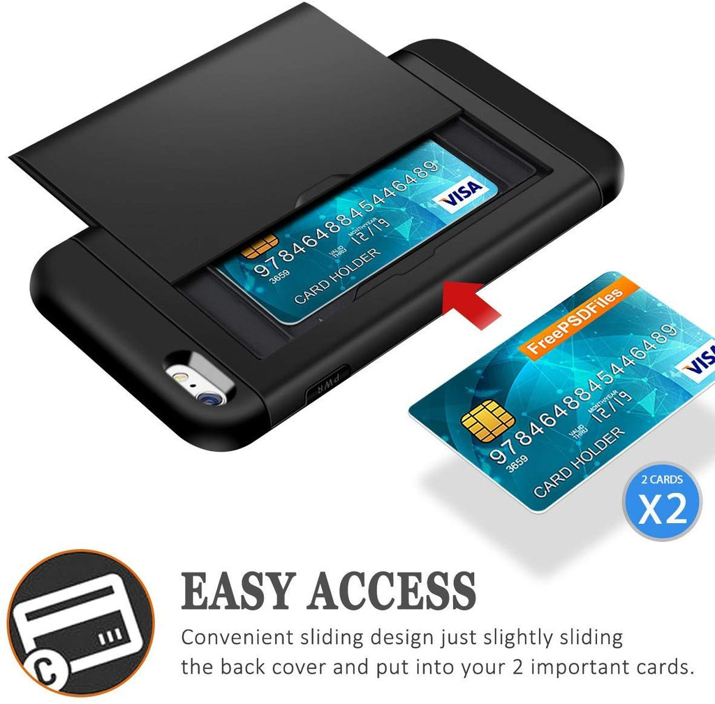 iPhone 8 Shockproof Wallet Case Card Cover BLACK