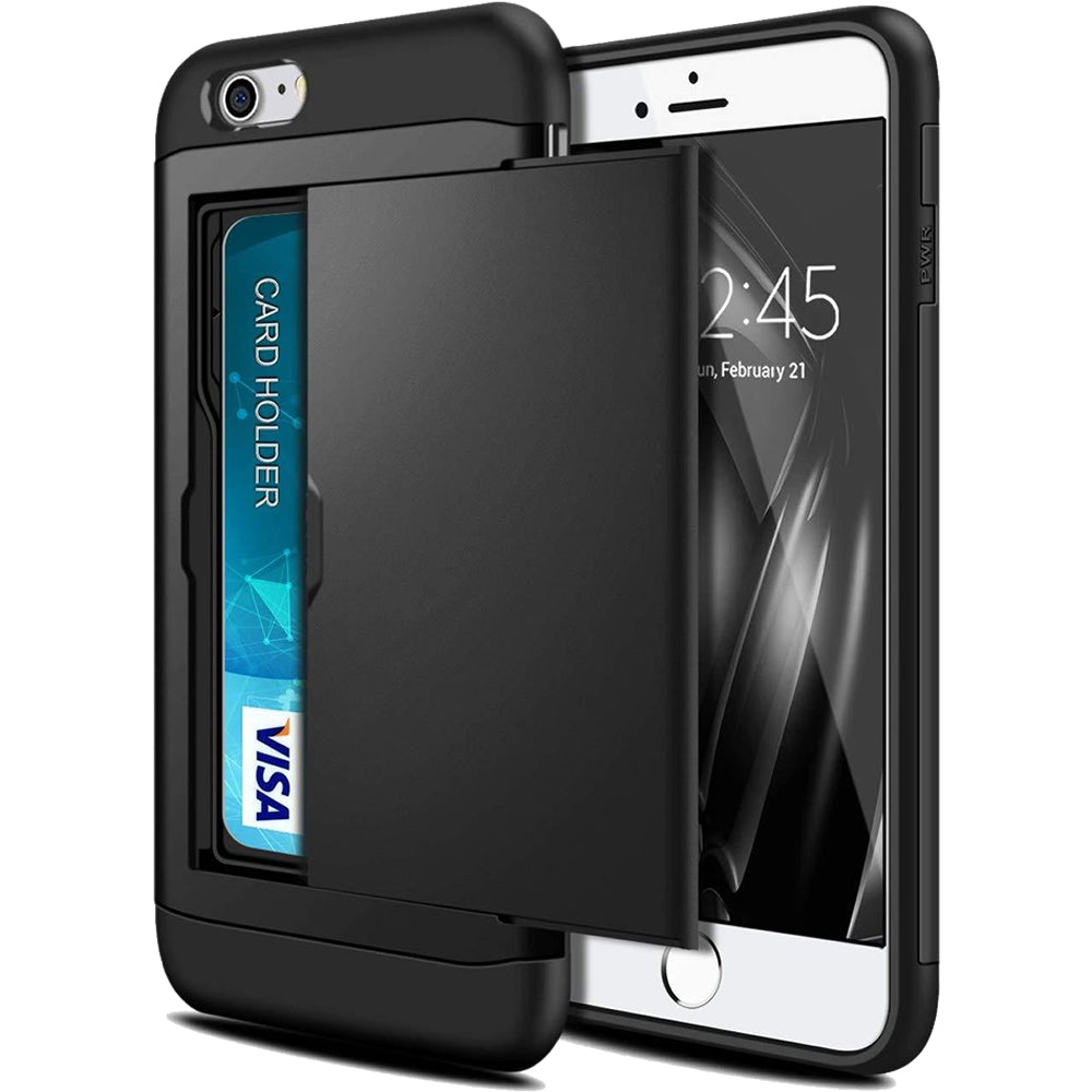 iPhone 8 Shockproof Wallet Case Card Cover BLACK