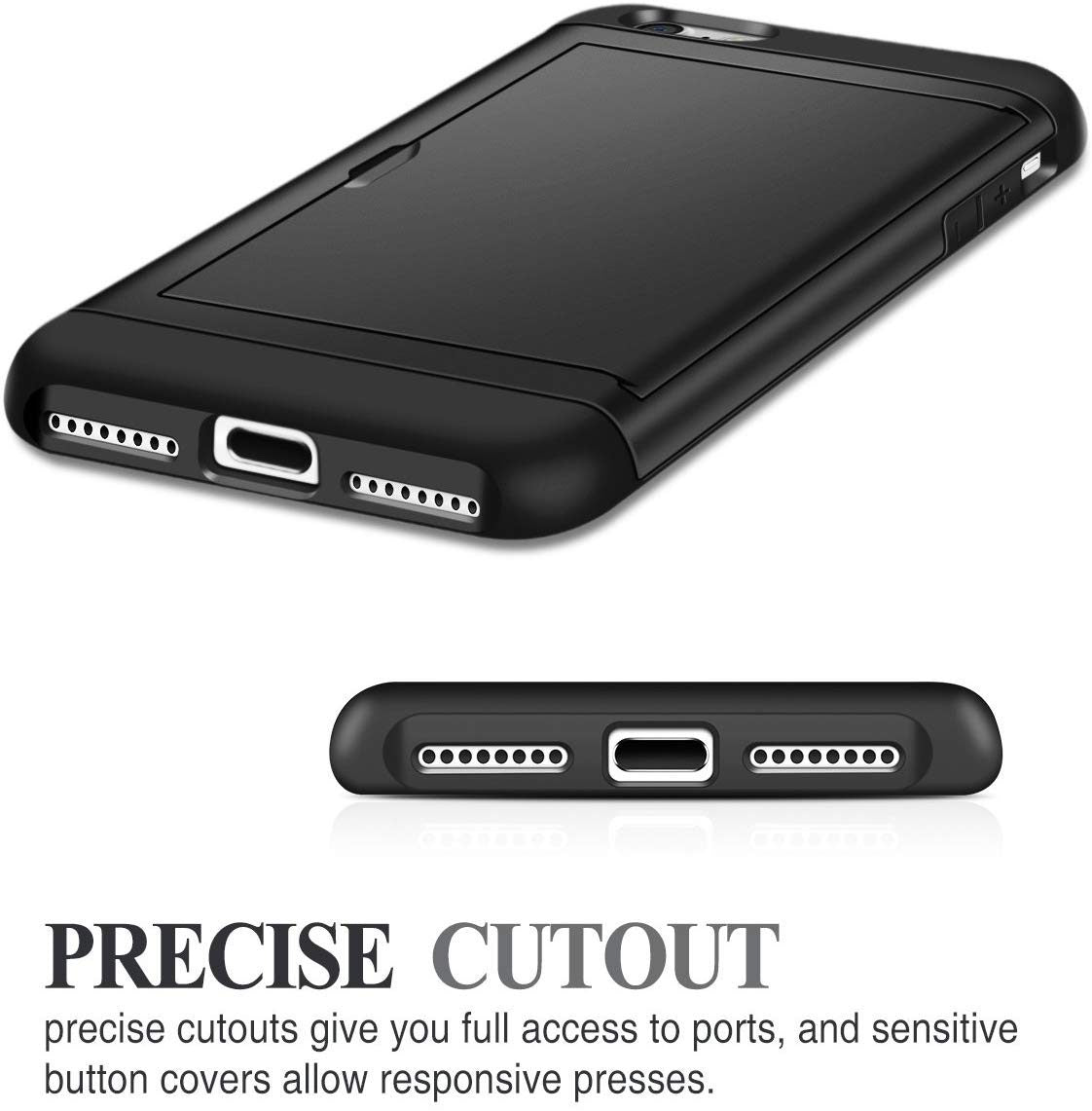 iPhone 8 Shockproof Wallet Case Card Cover BLACK