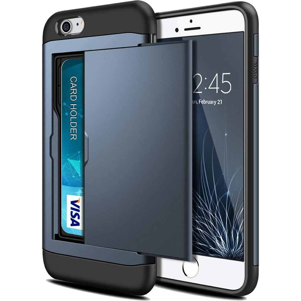 iPhone 8 Shockproof Wallet Case Card Cover BLUE