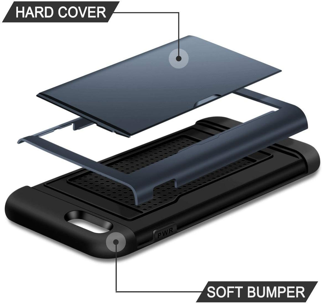 iPhone 8 Shockproof Wallet Case Card Cover BLUE