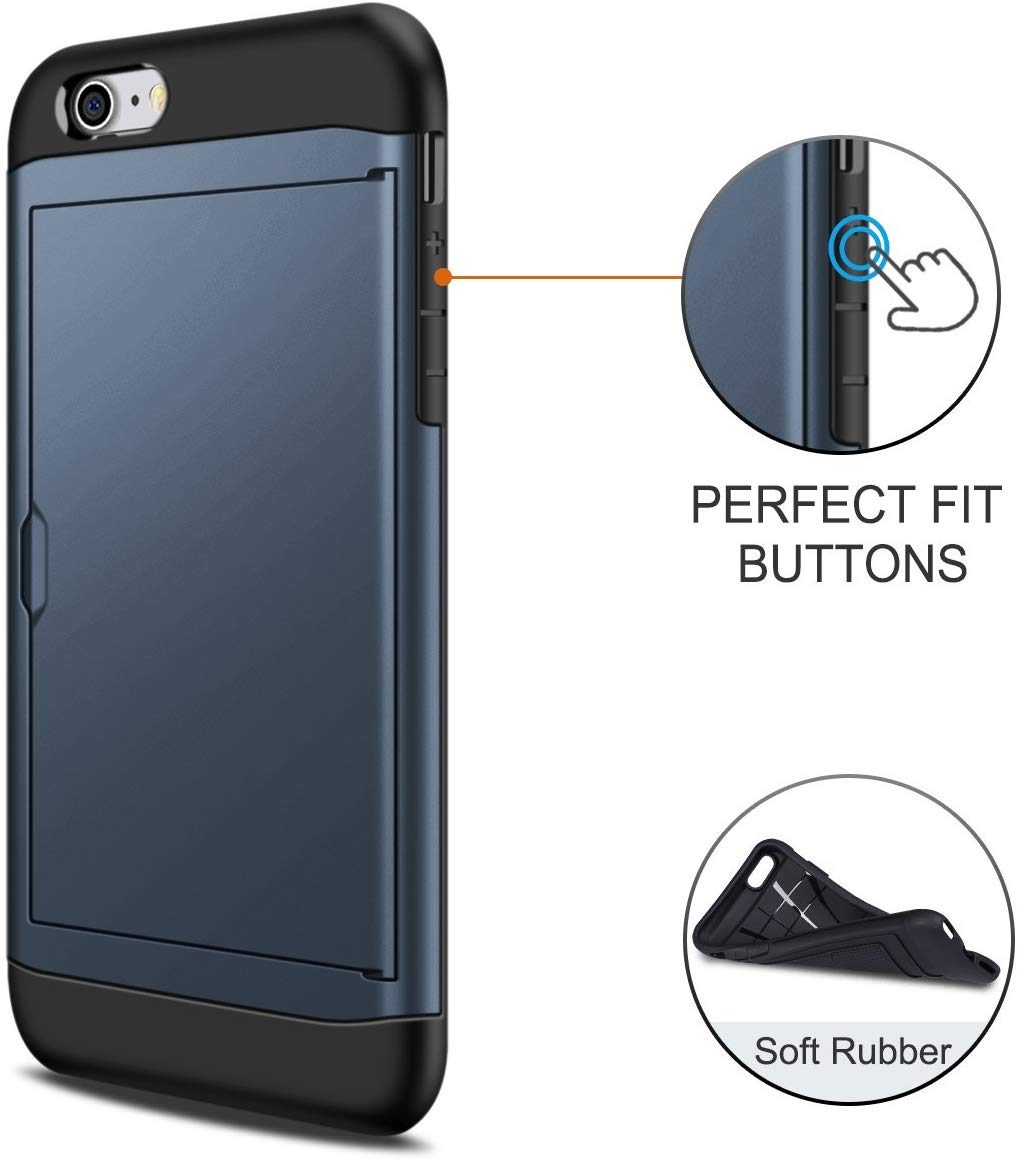 iPhone 8 Shockproof Wallet Case Card Cover BLUE