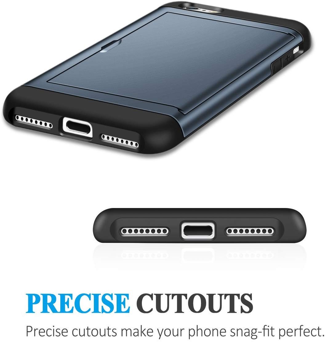 iPhone 8 Shockproof Wallet Case Card Cover BLUE