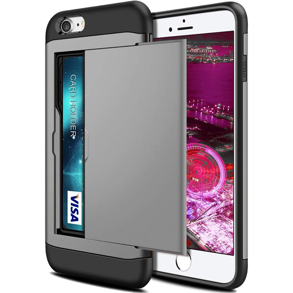 iPhone 8 Shockproof Wallet Case Card Cover GREY