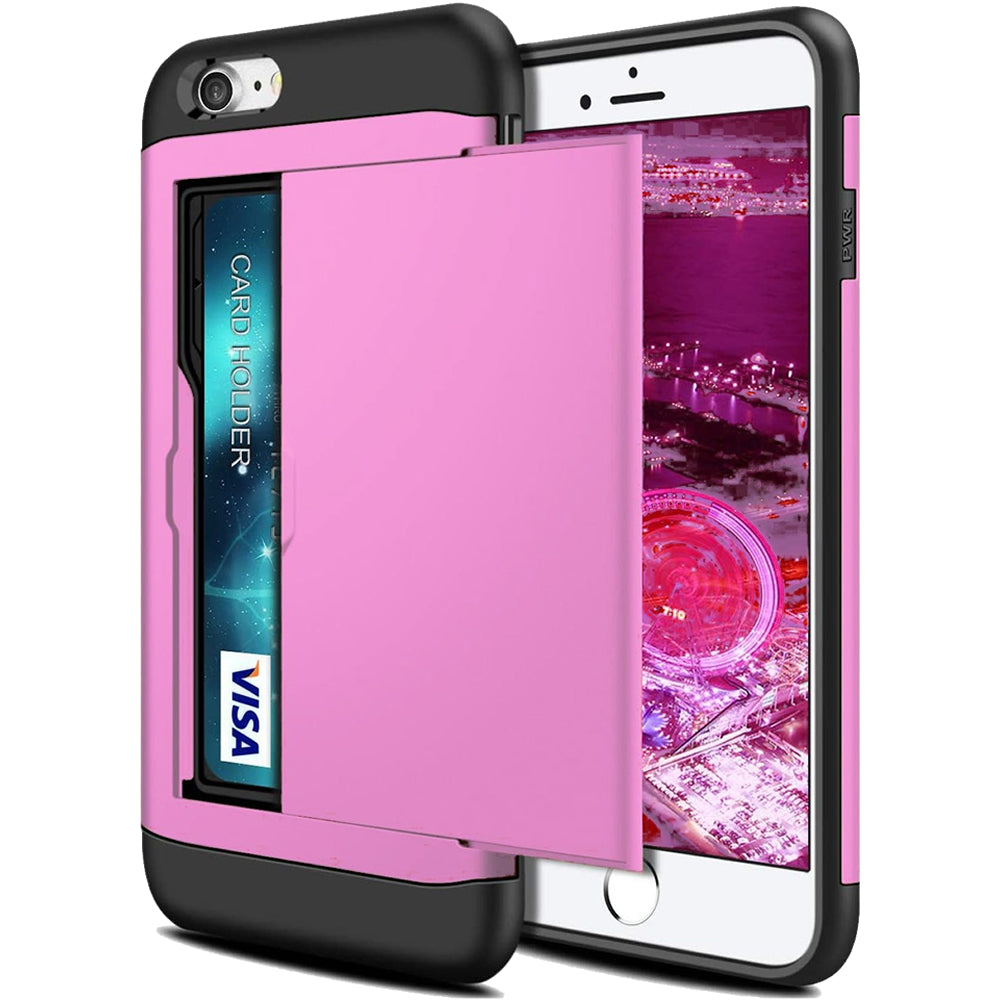 iPhone 8 Shockproof Wallet Case Card Cover HOT PINK