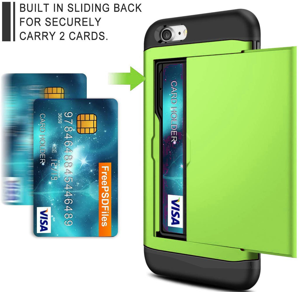 iPhone SE Shockproof Wallet Case Card Cover GREEN