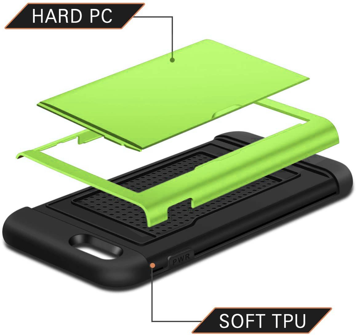 iPhone SE Shockproof Wallet Case Card Cover GREEN
