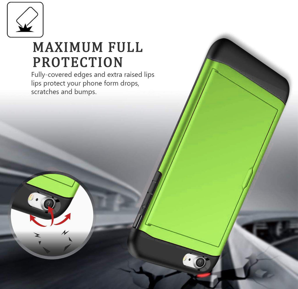 iPhone SE Shockproof Wallet Case Card Cover GREEN