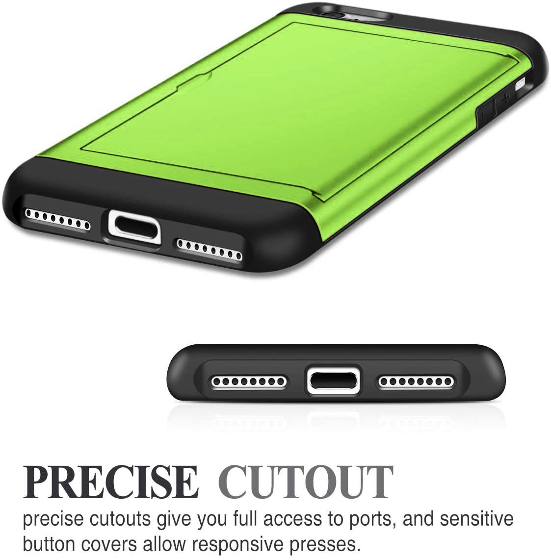 iPhone SE Shockproof Wallet Case Card Cover GREEN