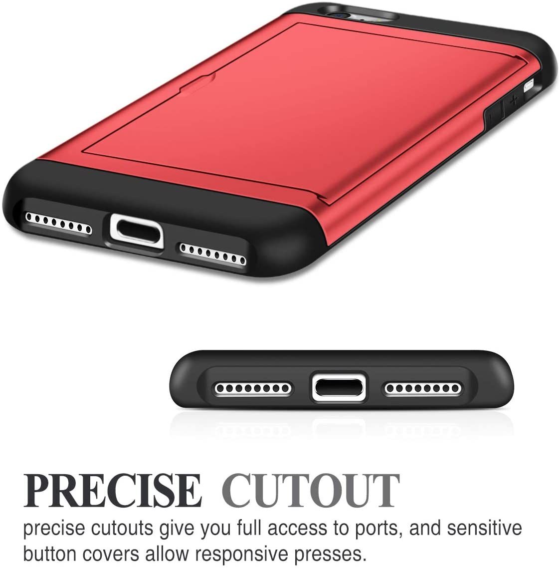 iPhone SE Shockproof Wallet Case Card Cover RED