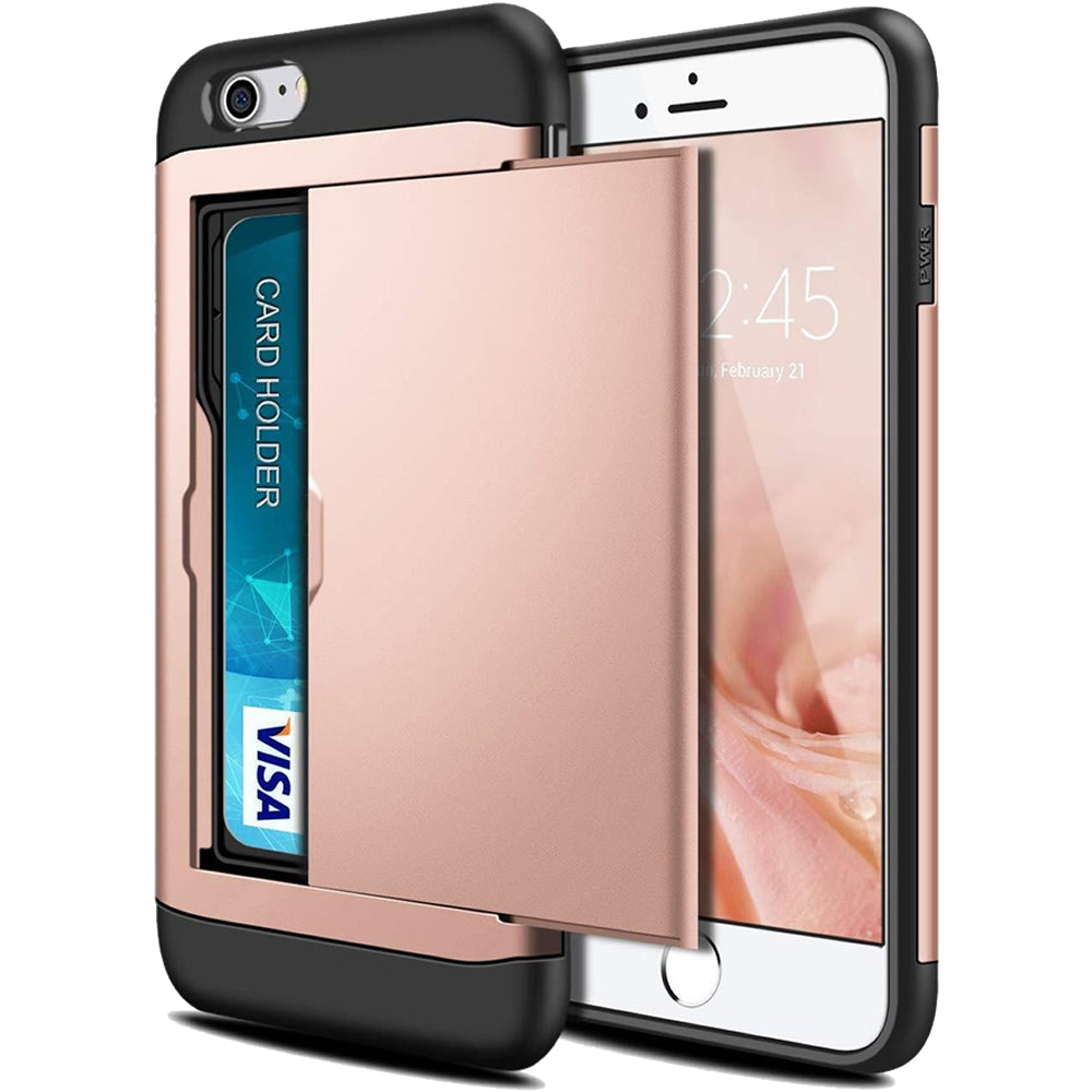 iPhone SE Shockproof Wallet Case Card Cover PINK