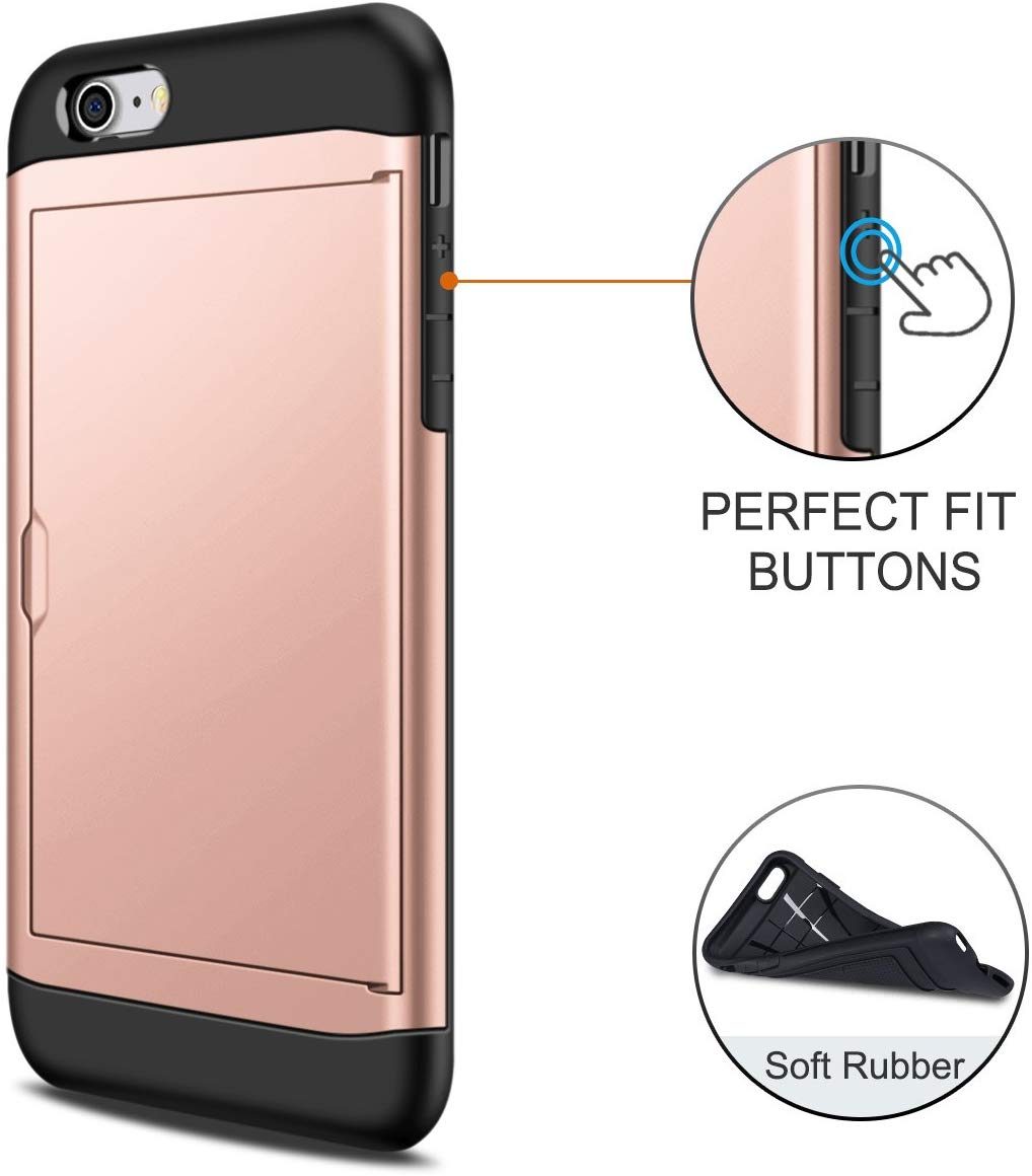 iPhone SE Shockproof Wallet Case Card Cover PINK