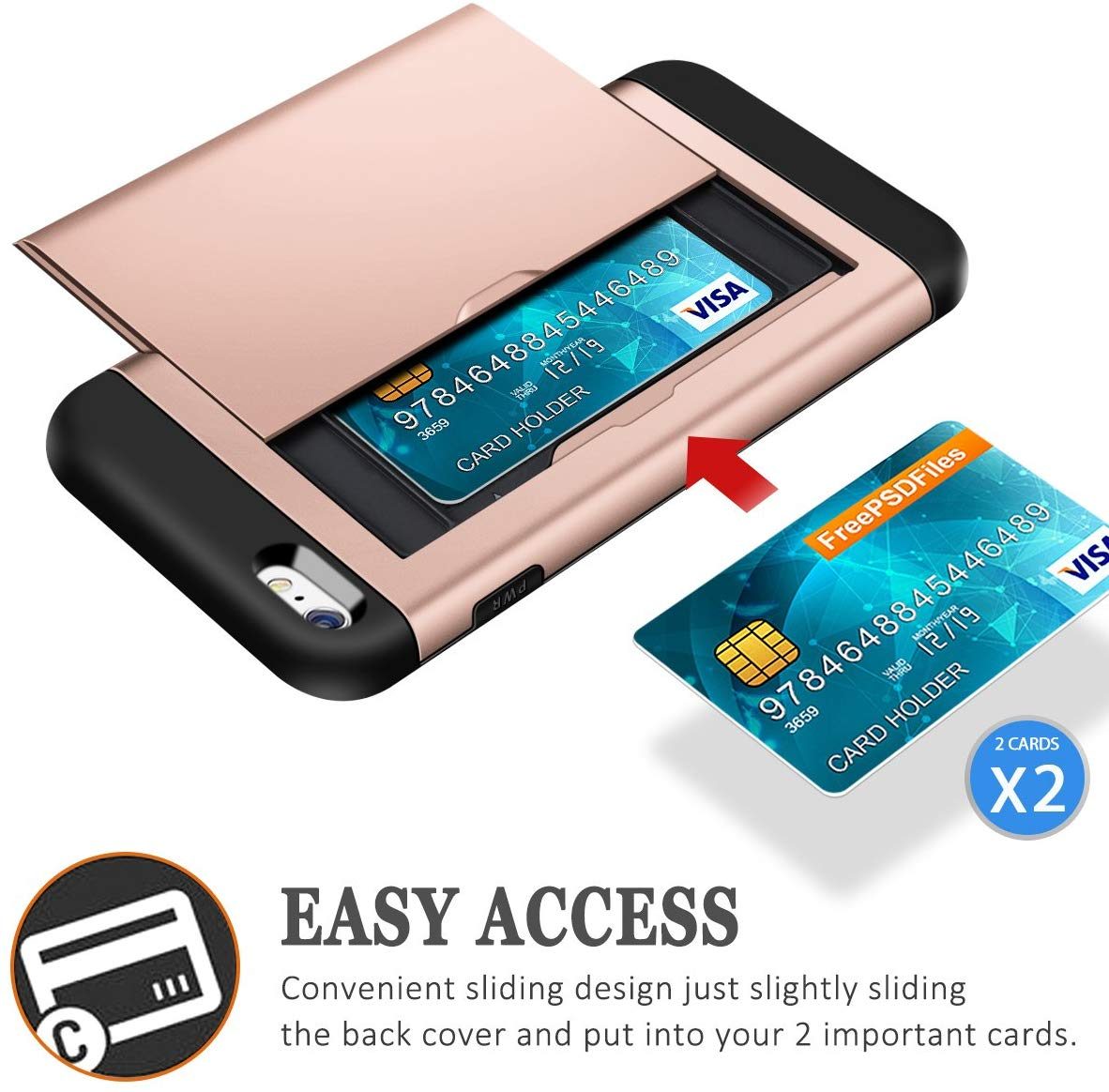 iPhone SE Shockproof Wallet Case Card Cover PINK