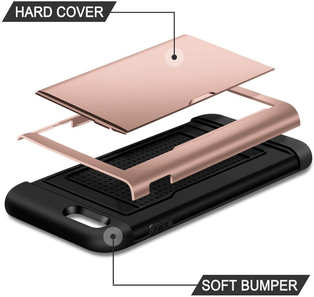 iPhone SE Shockproof Wallet Case Card Cover PINK