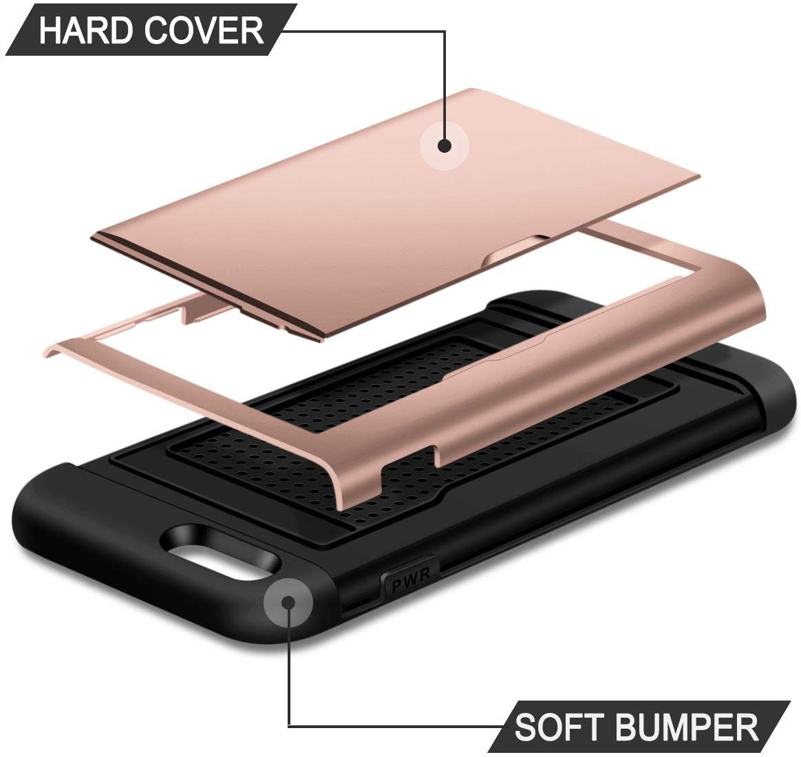 iPhone SE Shockproof Wallet Case Card Cover PINK