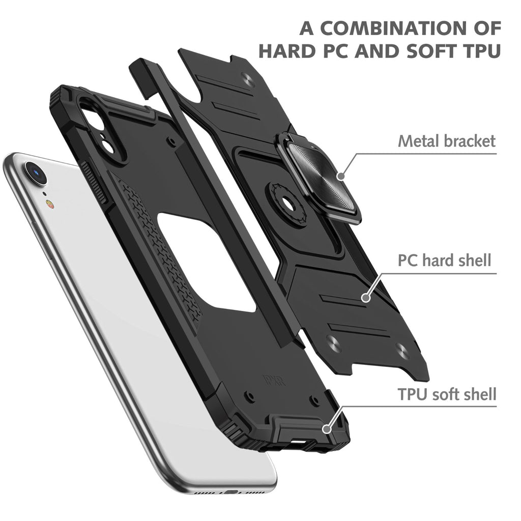 iPhone XR Rugged Tough Case Shockproof Hybrid Cover BLACK
