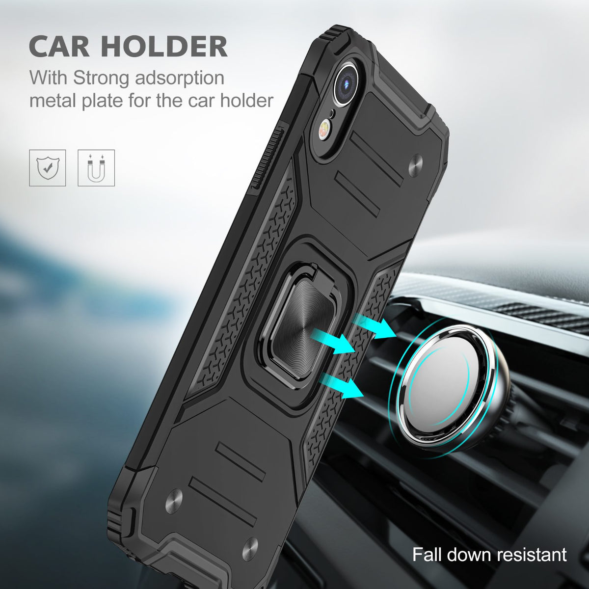 iPhone XR Rugged Tough Case Shockproof Hybrid Cover BLACK