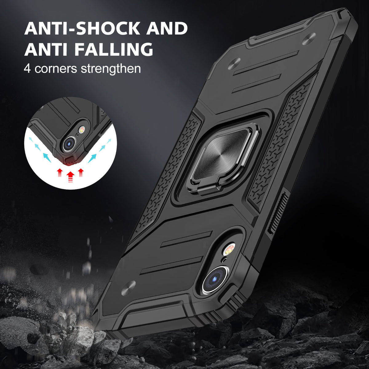 iPhone XR Rugged Tough Case Shockproof Hybrid Cover BLACK