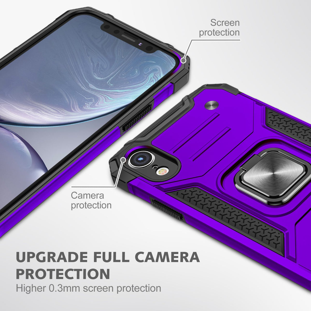 iPhone XR Rugged Tough Case Shockproof Hybrid Cover PURPLE