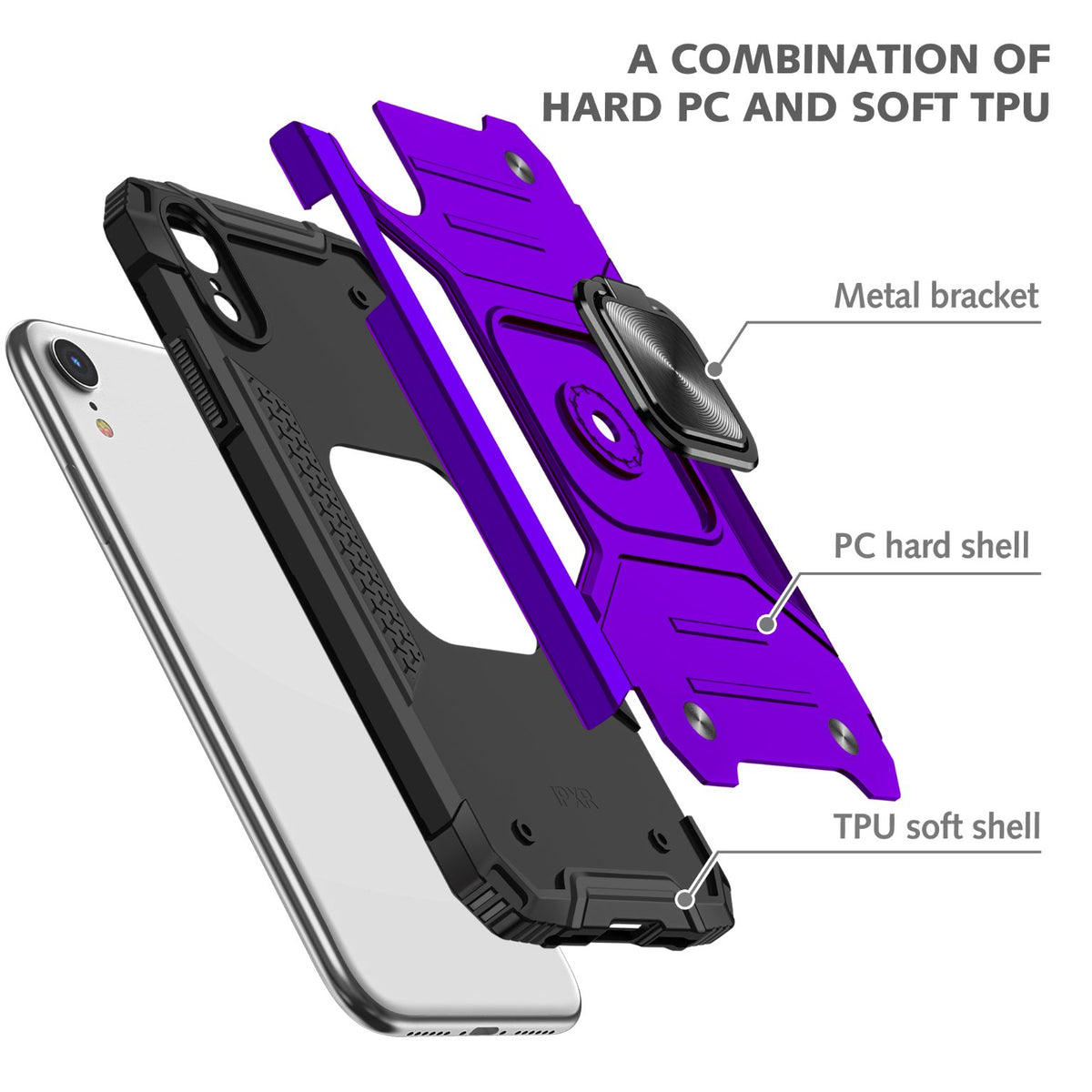 iPhone XR Rugged Tough Case Shockproof Hybrid Cover PURPLE