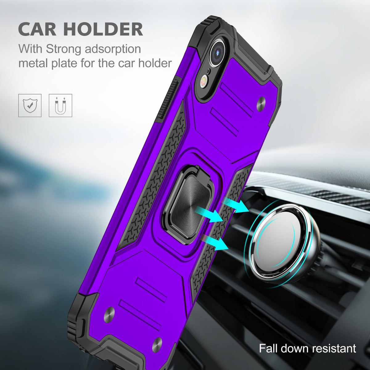 iPhone XR Rugged Tough Case Shockproof Hybrid Cover PURPLE