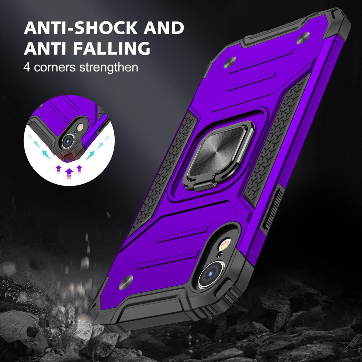 iPhone XR Rugged Tough Case Shockproof Hybrid Cover PURPLE