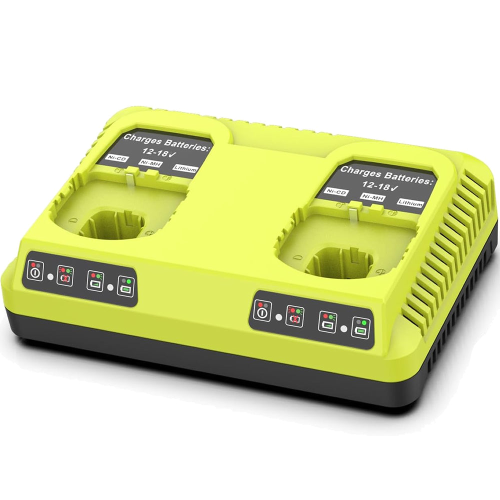 Dual Port Charger for Ryobi 12V-18V ONE+ Battery Compatible Replacement