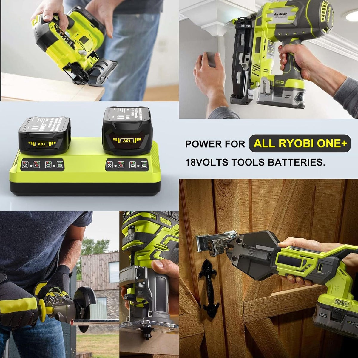 Dual Port Charger for Ryobi 12V-18V ONE+ Battery Compatible Replacement