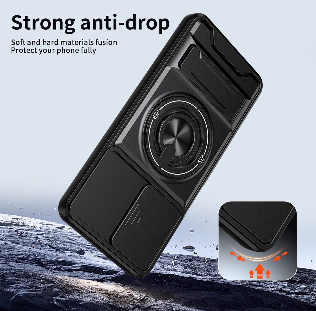Samsung A06 5G Magnetic Kickstand Case with Camera Slide Cover BLACK