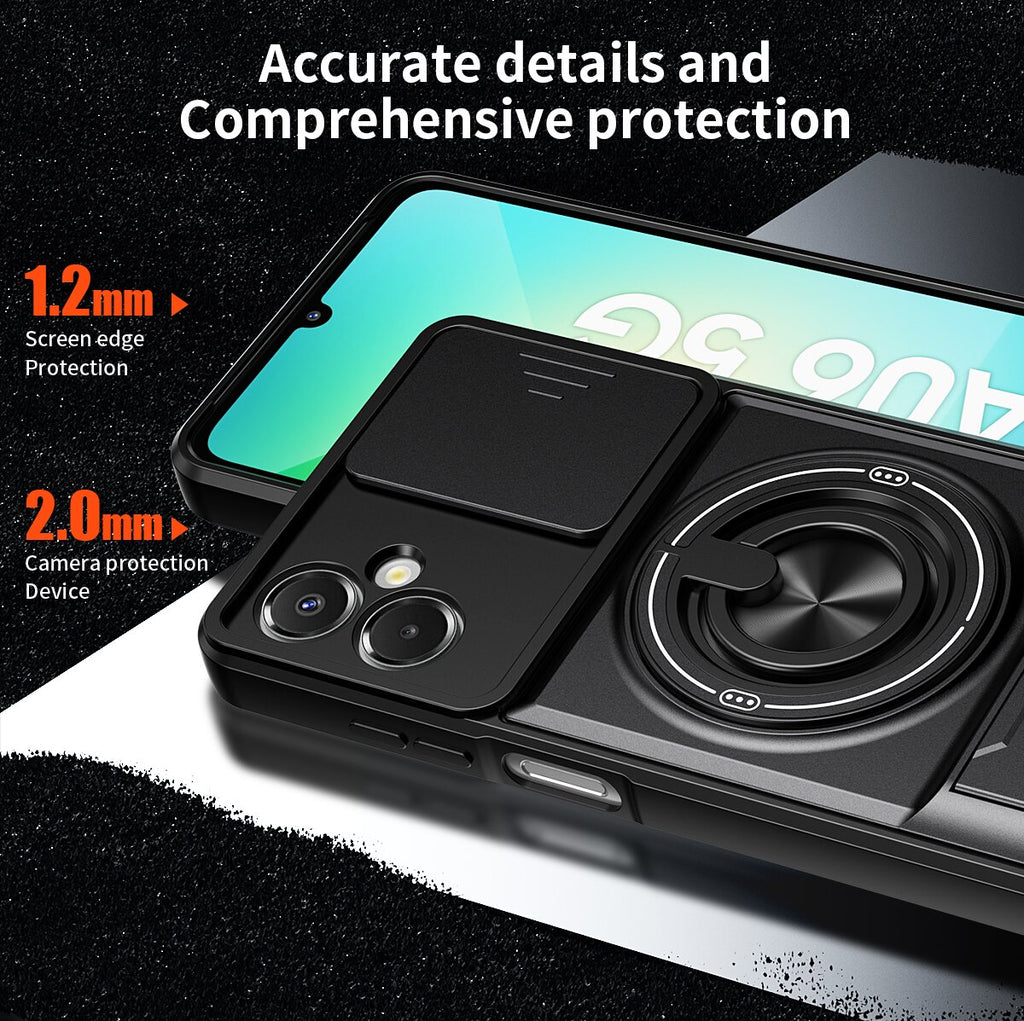 Samsung A06 5G Magnetic Kickstand Case with Camera Slide Cover BLACK